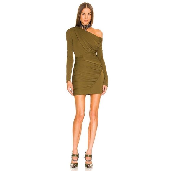 Dundas x Revolve Atlas Mini Dress in Khaki Green - Picture 1 of 9